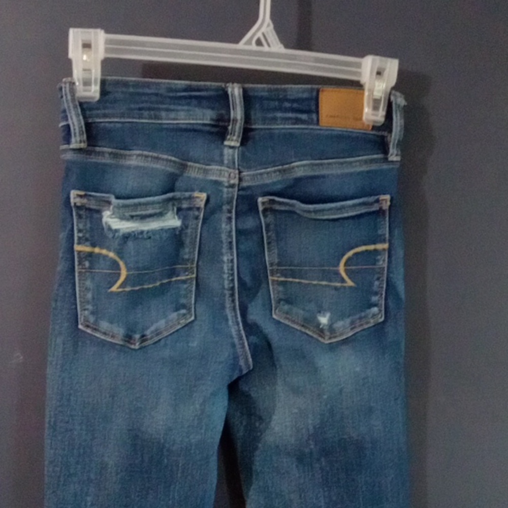 AEO next level stretch distressed jegging jeans size 0 short - Picture 6 of 7